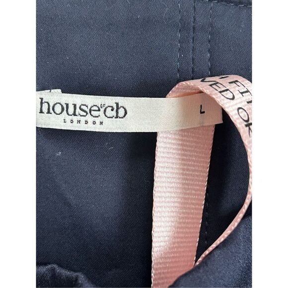 House of CB London Corset Lace Up Zip Back Stretch Navy Women's Size Large - Picture 8 of 9